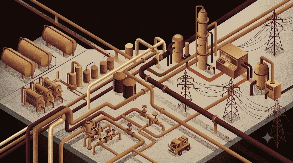 Industrial pathways illustration